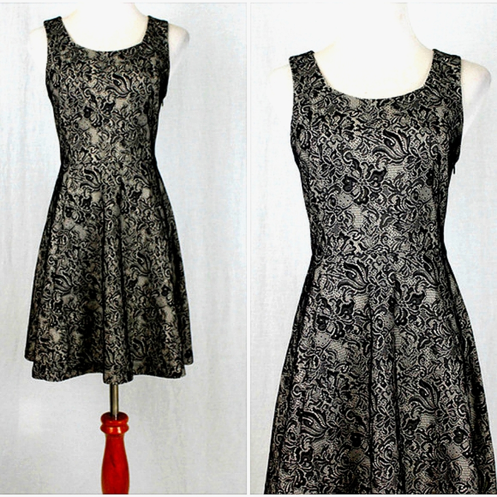 Vintage Black Lace Overlay Dress